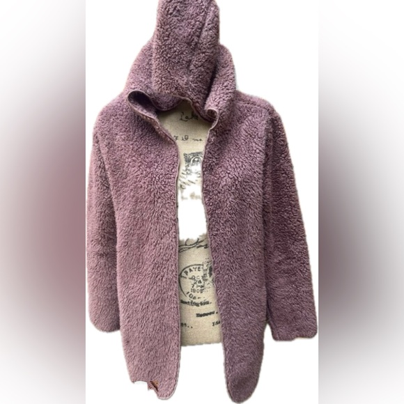 PINK Sherpa Brown Cardigan w/Hoodie Soft and Cozy Size XS/S - Picture 1 of 8